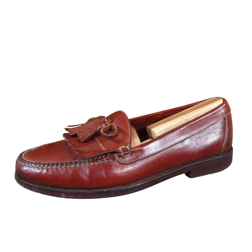 Cole Haan Country Kilty Men Tassel Loafer Size 9.5 Business Casual Brown Leather